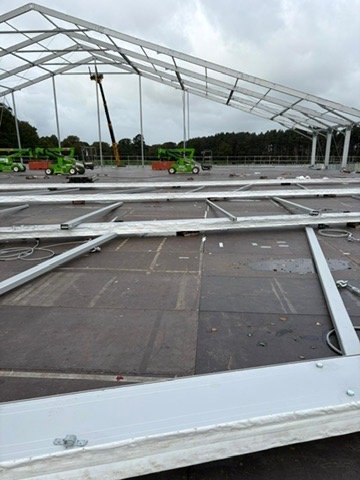 Temporary structure frame build